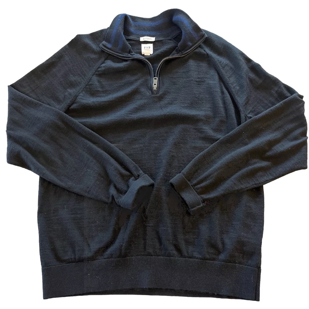 GAP Jumper Mens Medium 100% Merino Wool 1/4 Zip Mock Neck Sweater Light Stretch